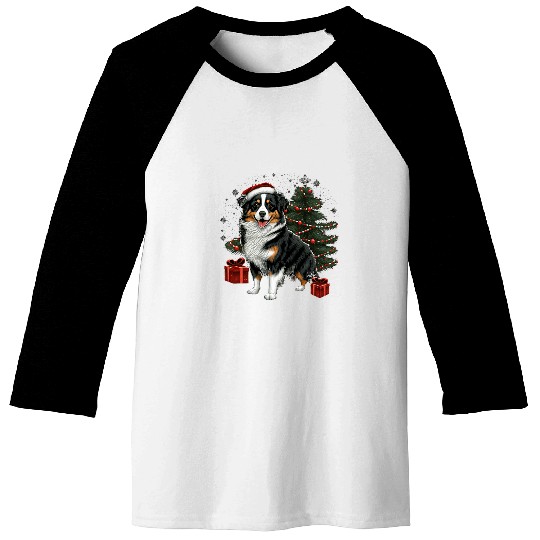Australian Shepherd Santa Christmas Australian Shepherd Baseball Tees