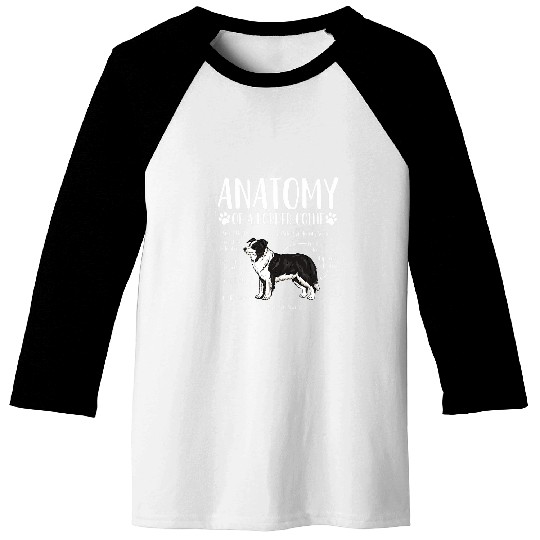 Border Collie Dog Anatomy Baseball Tees