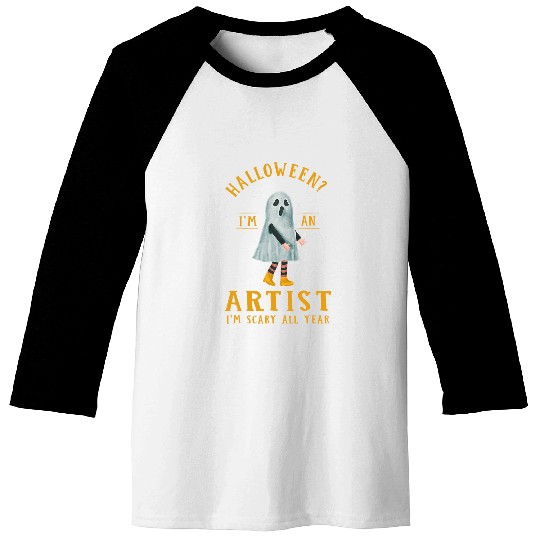 Artist Im Scary All Year Art Halloween Designer Spooky 4 Baseball Tees