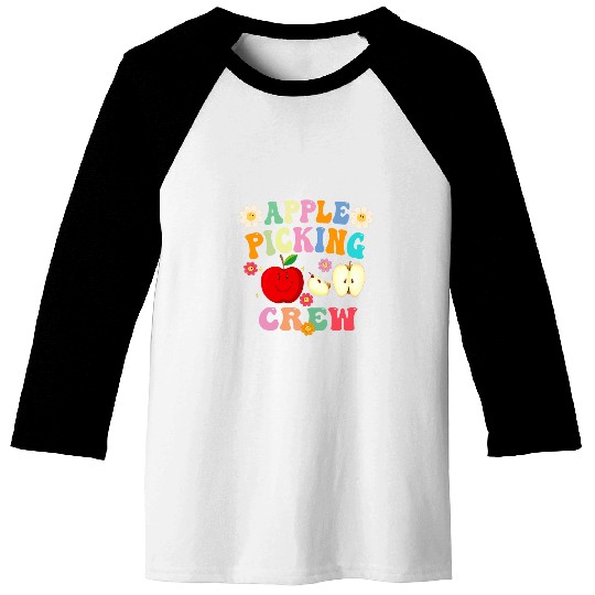 Funny Apple Picking Crew Apple Harvest Outfit Fall Autumn 21 Baseball Tees