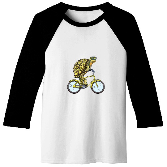 Eastern Box Turtle On Bike Cycling Baseball Tees