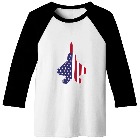 F22 Raptor American Flag 4th of July Patriotic Airplane Art Baseball Tees