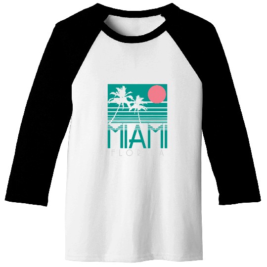 Surf Life Miami Florida vintages Retro Palm Trees Beach Summer Surf Baseball Tees