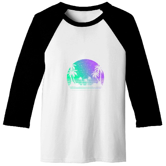 Beach Vaporwave Aesthetic 80s Art Palm Trees Vaporwave Baseball Tees