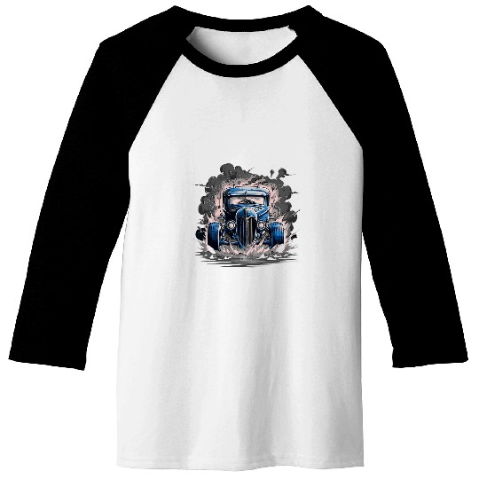 Blue Surreal Hot Rod T Pop Monster Car Retro Clothing Baseball Tees
