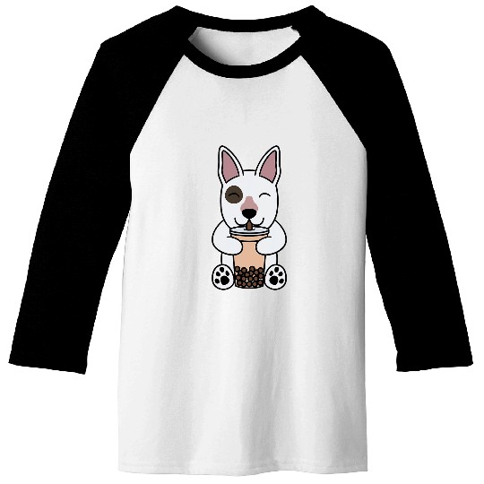 Boba Bubble Milk Tea English Bull Terrier Dog Baseball Tees