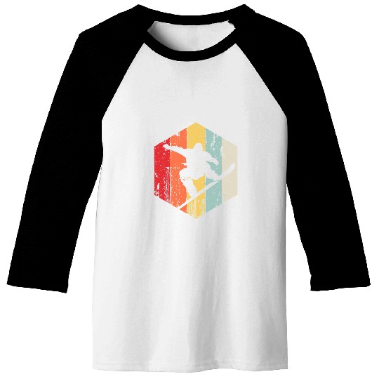 Skiing Ski Snowboarding retro style snowboarder Baseball Tees
