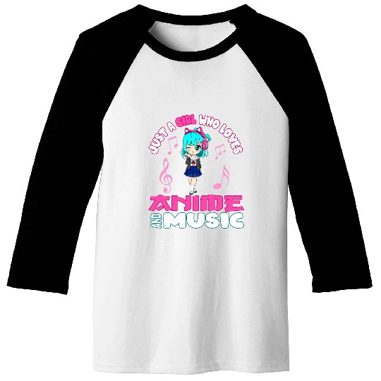 just a girl who loves anime and music Teen chibi graphic Baseball Tees