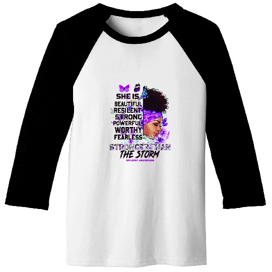 Epilepsy Awareness Black Girl Stronger Than The Storm Baseball Tees
