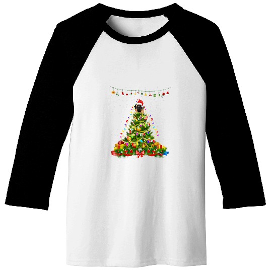 Christmas Tree Lights English Mastiff Dog Gift Lover Tee Baseball Tees