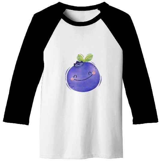 Blueberry Happy Fruit Plant Cute Kawaii Anime Cartoon Art Baseball Tees