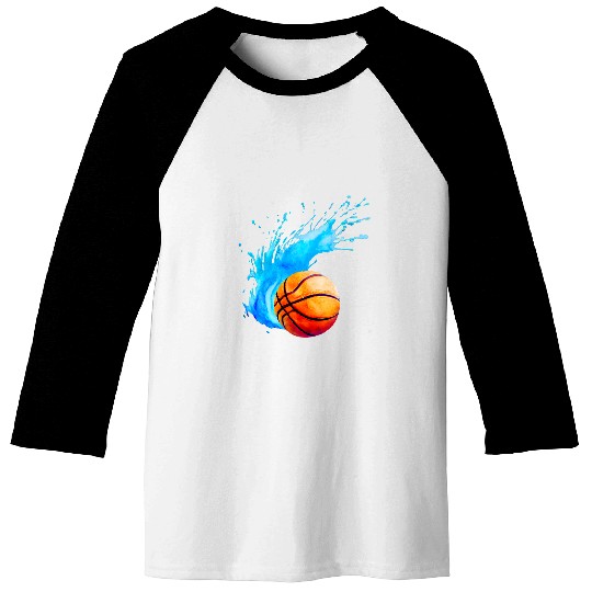 Basketball Ball Watercolor Artistic Splash Player Fan Baseball Tees