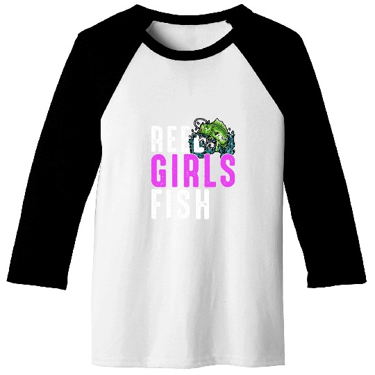 Fishing Reel Girls Fish Bass Fishing Fisherwoman Mom Grandma Fisher Baseball Tees