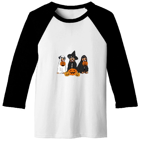 ghosts And Witch Rottweiler Rottweiler Halloween Rottweiler Baseball Tees