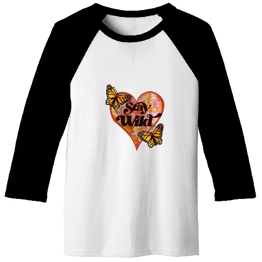 Stay Wild Retro Monarch Butterfly Baseball Tees