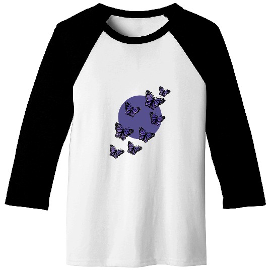 Purple Monarch Butterflies Baseball Tees