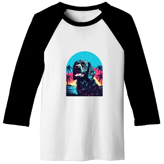 English Cocker Spaniel 80s Synthwave Sunset vintages Retro Baseball Tees
