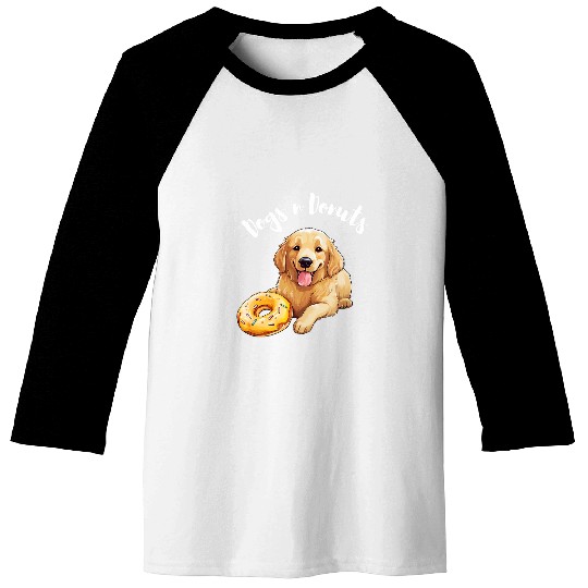 Cute Golden Retriever Dogs n Donuts Baseball Tees