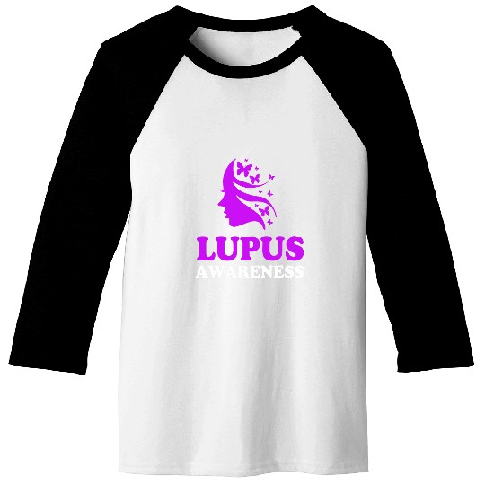 Purple Butterfly Ribbon Lupus Awareness For Women Baseball Tees