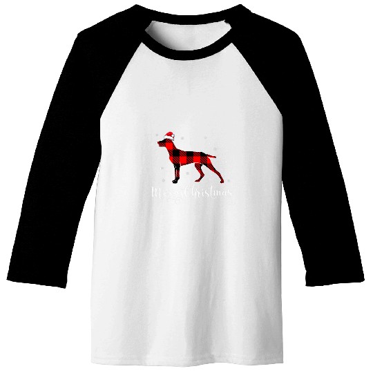 christmas weimaraner red plaid dog lover pajamas Baseball Tees