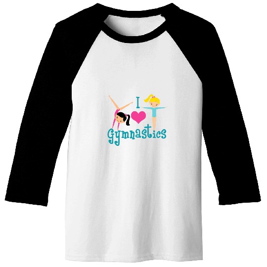I Love Gymnastics Cute Teal Gymnast Girls Baseball Tees
