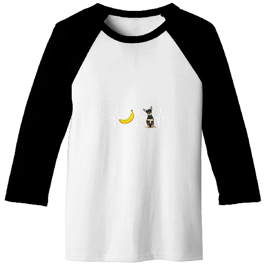 Banana Black Chihuahua Heartbeat Dog Lover Baseball Tees