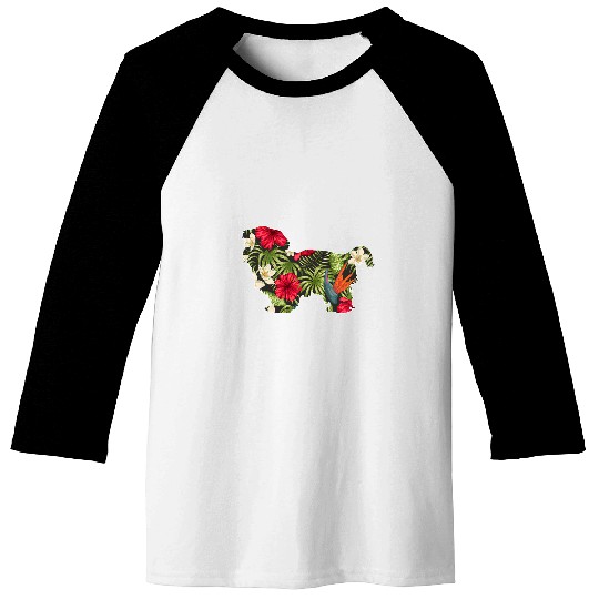 Shih Tzu Summer Tropical Floral Print Flower Hawaii Men Girl Baseball Tees