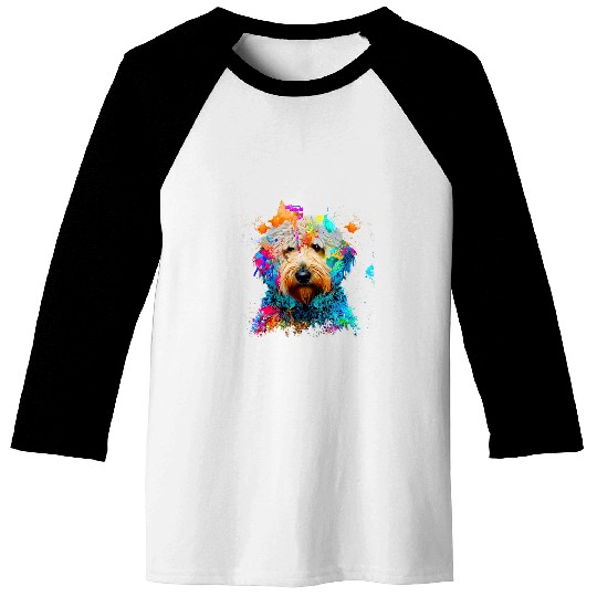 Labradoodle Art Splashes Paint Abstract Colorful Dog Baseball Tees