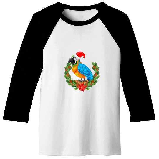 Mistletoe Tropical Parrot Hawaiian Summer Christmas In July Baseball Tees