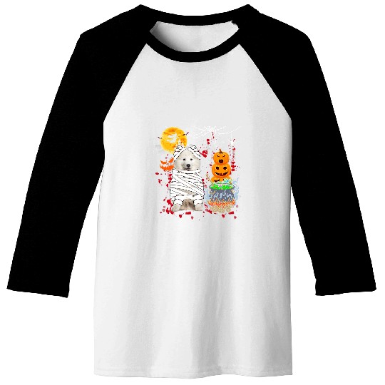 Dog Samoyed Mummy Samoyed Dog Halloween Dog Scary Pumpkins Lover Owner Baseball Tees