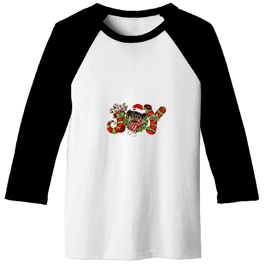 Dog Rottweiler Christmas Joy Dwarf Stocking Rottweiler Baseball Tees