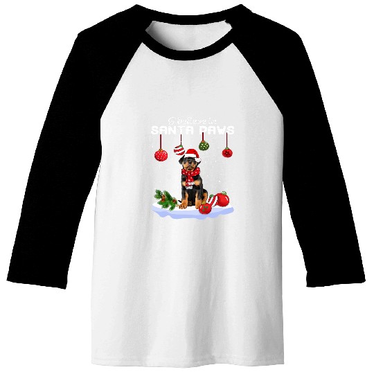 Dog Rottweiler Merry Christmas Rottweiler Believe In Santa Paws Baseball Tees