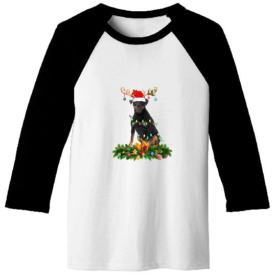 Dog Rottweiler Lover Reindeer Santa Hat Rottweiler Christmas Baseball Tees