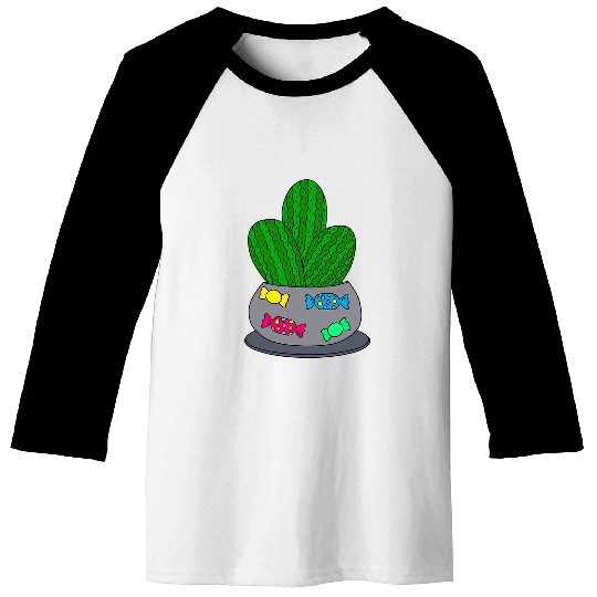 Cacti In A Trick Or Treat Halloween Pot Baseball Tees