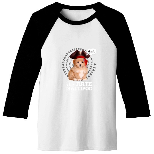 Dog Maltipoo Pirate Costume Pi Day Gift Baseball Tees