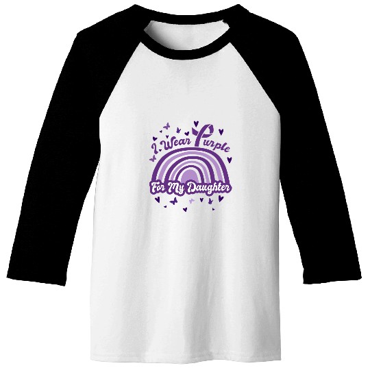 I Wear Purple For My Daughter Epilepsy Awareness Support Baseball Tees