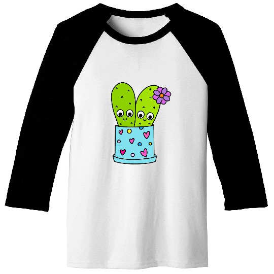 Cacti Couple In Cute Pot Baseball Tees