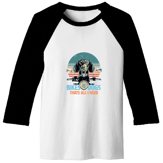 Motocross Biker Bikes Dogs Cute Short Hair Dog Driving Motorcycle 204 Baseball Tees