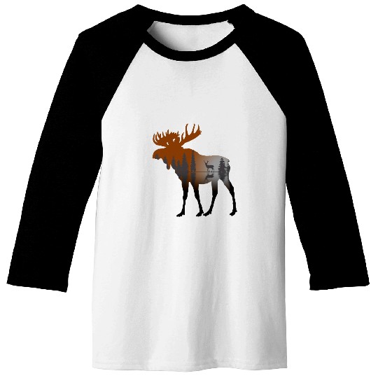 Outdoor Nature Trees Moose Deer Wildlife Forest Animal Peace Baseball Tees