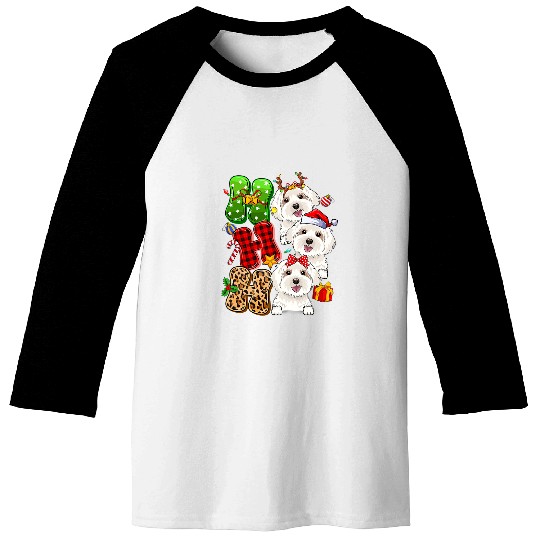 Dog Maltese Christmas Ho Ho Ho Maltese Dog For Dog Lover Funny Xmas Baseball Tees