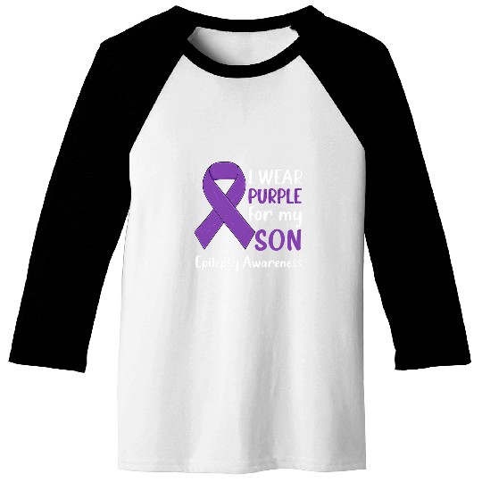 I Wear Purple for My Son Epilepsy Awareness Epilepsy Son Baseball Tees