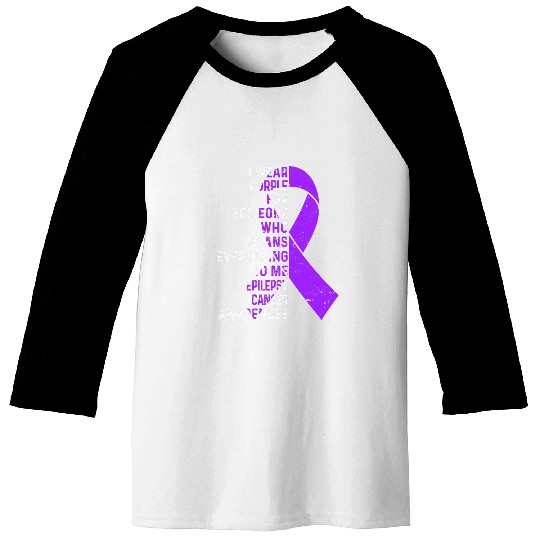 I Wear Purple Ribbon Epilepsy Awareness Support Squad Baseball Tees