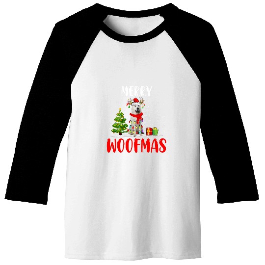 Merry xmass Woofmas Santa Reindeer Great Pyrenees Dog Baseball Tees