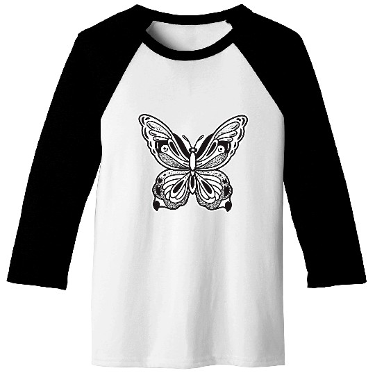 Spooky Butterfly tattoo style occult Gothic Baseball Tees