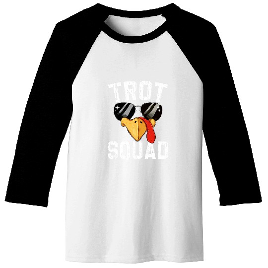 Trot Squad 2Turkey Face Funny Thanksgiving Turkey Trot Baseball Tees