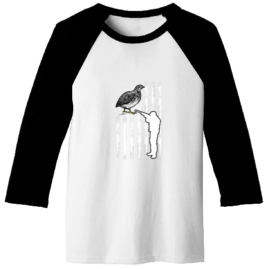 Patriot Quail Hunter American Flag A Bobwhite Quail Hunting Baseball Tees