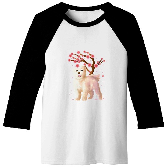 Dog Maltese Japanese Sakura Cherry Blossom Shirt Flower Gift Baseball Tees