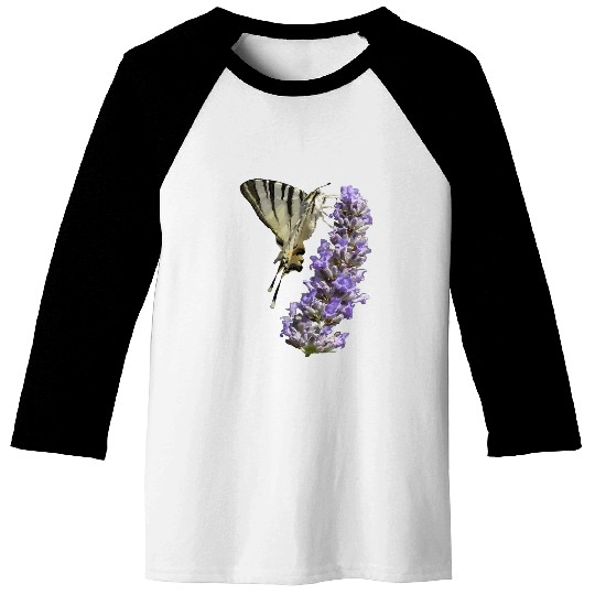 Side View Of Scarce Swallowtail Butterfly Feeding On Lilac Baseball Tees