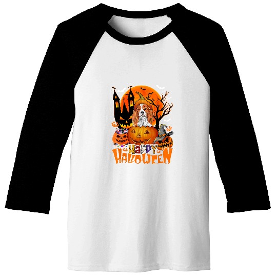Happy Halloween Cavalier King Charles Spaniel Scary Pumpkin 113 Baseball Tees