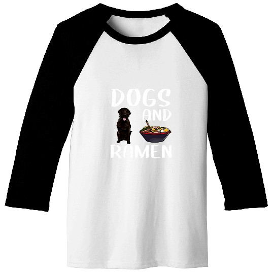 Dogs And Ramen FlatCoated Retriever Japanese Noodles Baseball Tees